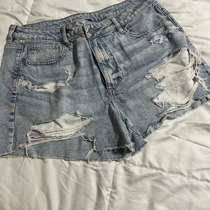 American Eagle Outfitters Light Blue Distressed Jean Shorts